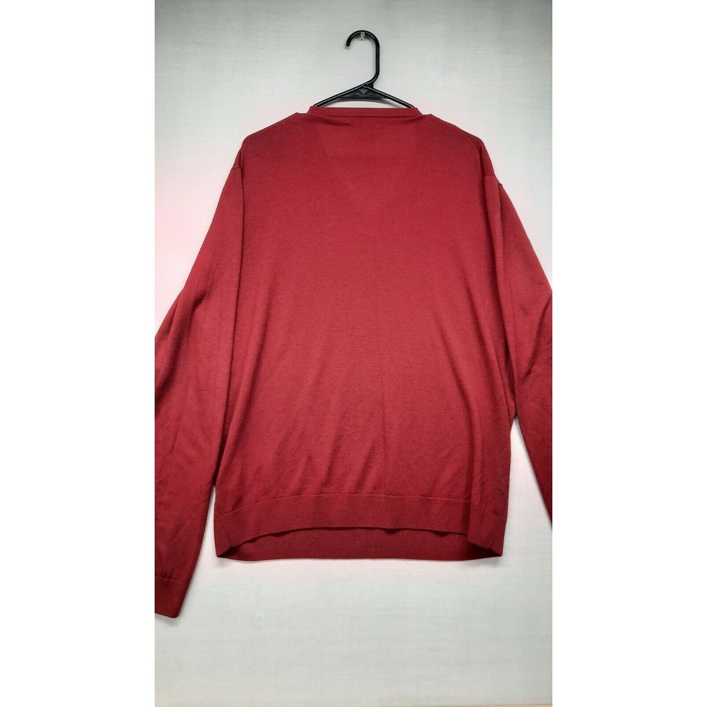 Brooks Brothers  Saxxon Wool Sweater V Neck Pullover Burgandy Mens XL - Picture 2 of 8